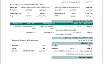 Allied Health GME Holdings is proud to announce that it is now a fully licensed and a certified LLC in Dubai and Abu Dhabi.